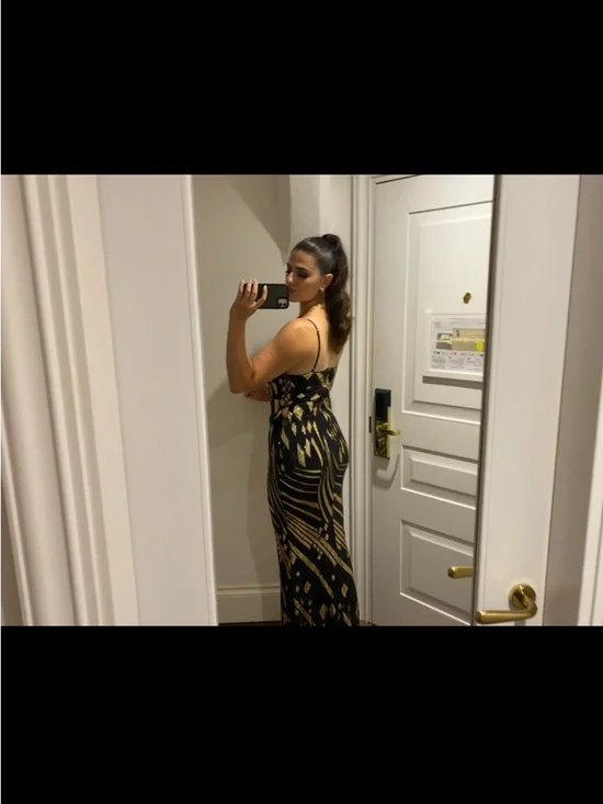 SHEIN Black and Gold Sequin Mermaid Maxi Dress - Picture 3 of 4